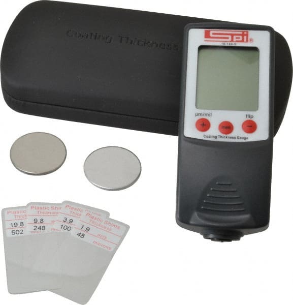 SPI - 0 to 40 mil Digital Coating Thickness Gage - For Use with Ferrous/Nonferrous Bases - Exact Tooling