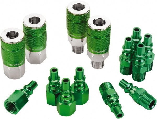 Legacy - 14 Piece 1/4" Body 1/4 NPT 300 psi Steel/Aluminum ARO Pneumatic Coupling Plug Set - Exact Tooling