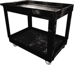 Rubbermaid - 300 Lb Capacity, 24" Wide x 40" Long x 32-3/8" High Standard Utility Cart - 2 Shelf, Plastic - Exact Tooling