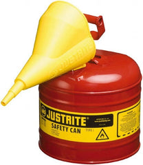 Justrite - 2 Gal Brass Type I Safety Can - 9-1/2" High, Red - Exact Tooling