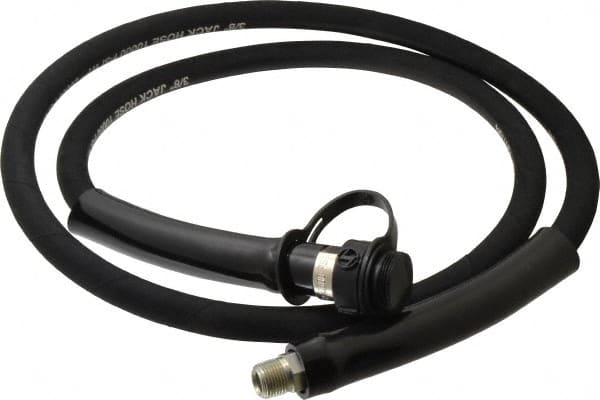 Value Collection - 3/8" Inside Diam x 3/8 NPT 6' Hydraulic Pump Hose - 10,000 psi, 3/8 NPTF Male Opposite End, Rubber - Exact Tooling