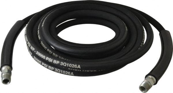 Value Collection - 1/4" Inside Diam x 3/8 NPT 20' Hydraulic Pump Hose - 10,000 psi, 59755199 Opposite End, Rubber - Exact Tooling