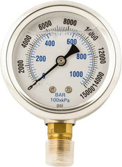 Value Collection - 0 to 15,000 Scale Range Pressure Liquid Filled Gauge - 1.5% of Scale Accuracy - Exact Tooling