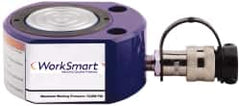 Value Collection - 50 Ton, 0.63" Stroke, 6.21 Cu In Oil Capacity, Portable Hydraulic Flat Body Cylinder - 9.86 Sq In Effective Area, 2.64" Lowered Ht., 3.27" Max Ht., 3.54" Cyl Bore Diam, 2.76" Plunger Rod Diam, 10,000 Max psi - Exact Tooling