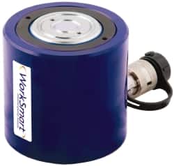 Value Collection - 50 Ton, 2.36" Stroke, 23.29 Cu In Oil Capacity, Portable Hydraulic Low Profile Cylinder - 9.87 Sq In Effective Area, 4.8" Lowered Ht., 7.17" Max Ht., 3.54" Cyl Bore Diam, 2.76" Plunger Rod Diam, 10,000 Max psi - Exact Tooling