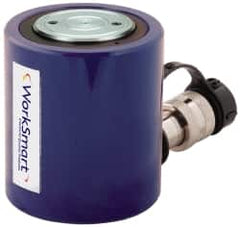 Value Collection - 30 Ton, 2.44" Stroke, 15.84 Cu In Oil Capacity, Portable Hydraulic Low Profile Cylinder - 6.49 Sq In Effective Area, 4.61" Lowered Ht., 7.05" Max Ht., 2.87" Cyl Bore Diam, 2.5" Plunger Rod Diam, 10,000 Max psi - Exact Tooling