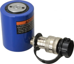 Value Collection - 10 Ton, 1.5" Stroke, 3.53 Cu In Oil Capacity, Portable Hydraulic Low Profile Cylinder - 2.35 Sq In Effective Area, 3.48" Lowered Ht., 4.98" Max Ht., 1.73" Cyl Bore Diam, 1.5" Plunger Rod Diam, 10,000 Max psi - Exact Tooling