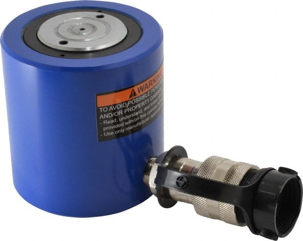 Value Collection - 20 Ton, 1.75" Stroke, 7.65 Cu In Oil Capacity, Portable Hydraulic Low Profile Cylinder - 4.37 Sq In Effective Area, 3.9" Lowered Ht., 5.65" Max Ht., 2.36" Cyl Bore Diam, 2" Plunger Rod Diam, 10,000 Max psi - Exact Tooling