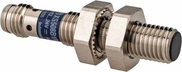 Telemecanique Sensors - PNP, 1.5mm Detection, Cylinder Shielded, Inductive Proximity Sensor - 3 Wires, IP67, 12 to 24 VDC, M8x1 Thread, 42mm Long x 0.39 Inch Wide - Exact Tooling