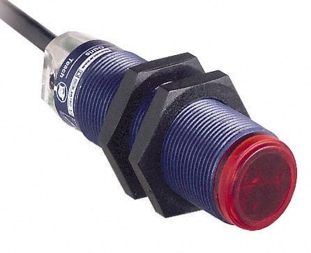 Telemecanique Sensors - Cable Connector, 30m Nominal Distance, Shock and Vibration Resistant, Through Beam Photoelectric Sensor - 12 to 24 VDC, 250 Hz, PBT, 62mm Long x 18mm Wide x 1.7 Inch High - Exact Tooling