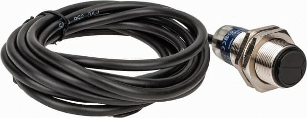 Telemecanique Sensors - Cable Connector, 4m Nominal Distance, Shock and Vibration Resistant, Retroreflective Photoelectric Sensor - 12 to 24 VDC, 500 Hz, Nickel Plated Brass, 46mm Long x 18mm Wide - Exact Tooling