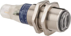 Telemecanique Sensors - 4 Pin M12 Connector, 0.1m Nominal Distance, Shock and Vibration Resistant, Diffused Photoelectric Sensor - 12 to 24 VDC, 500 Hz, Nickel Plated Brass, 2.36 Inch Long x 0.71 Inch Wide - Exact Tooling
