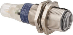 Telemecanique Sensors - 4 Pin M12 Connector, 0.1m Nominal Distance, Shock and Vibration Resistant, Diffused Photoelectric Sensor - 12 to 24 VDC, 500 Hz, Nickel Plated Brass, 2.36 Inch Long x 0.71 Inch Wide - Exact Tooling
