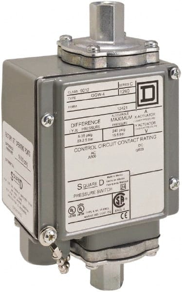 Square D - 4, 13 and 4X NEMA Rated, SPDT-DB, 175 psig, Electromechanical Pressure and Level Switch - Exact Tooling