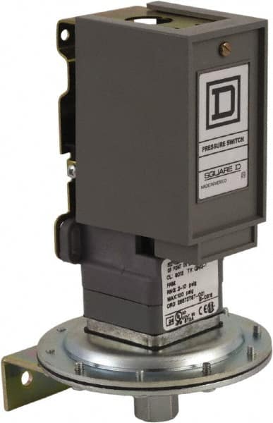 Square D - 1 NEMA Rated, SPDT, 0.2 to 10 psig, Electromechanical Pressure and Level Switch - Exact Tooling