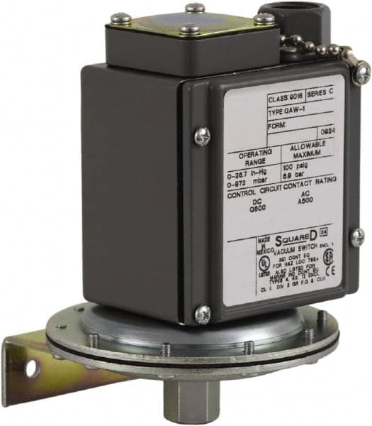 Square D - 4, 13 and 4X NEMA Rated, NC, SPDT, 28.7 inHg, Electromechanical Pressure and Level Switch - Exact Tooling