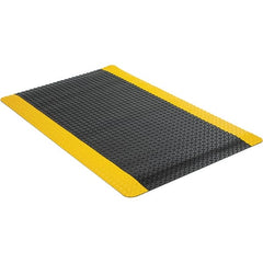 Wearwell - 5' Long x 3' Wide, Dry Environment, Anti-Fatigue Matting - Black with Yellow Borders, Vinyl with Urethane Sponge Base, Beveled on 4 Sides - Exact Tooling