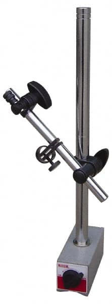 SPI - 160 Lb Magnetic Force, Fine Adjustment Indicator Positioner & Holder with Base - Post & Adjustable Rod, Rectangular Base, 2-1/8" Base Height, 4-1/2" Base Length, 2" Base Width - Exact Tooling
