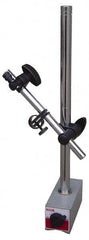 SPI - 160 Lb Magnetic Force, Fine Adjustment Indicator Positioner & Holder with Base - Post & Adjustable Rod, Rectangular Base, 2-1/8" Base Height, 4-1/2" Base Length, 2" Base Width - Exact Tooling