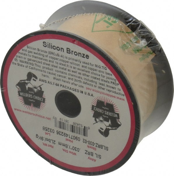 Welding Material - ERCuSi-A, 0.03 Inch Diameter, Silicon Bronze MIG Welding Wire - 2 Lb. Roll - Exact Tooling