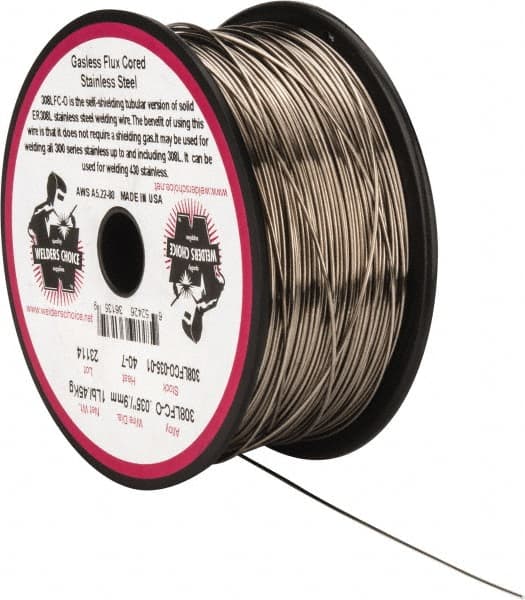 Welding Material - 308LFC-O, 0.035 Inch Diameter, Stainless Steel, Gasless, MIG Welding Wire - 1 Lb. Roll - Exact Tooling