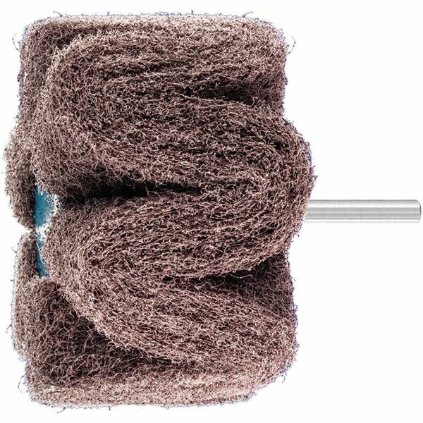 PFERD - 4" Diam x 2" Face Width, Aluminum Oxide Nonwoven Mounted Flap Wheel - 1/4" Shank Mount, 100 Grit, 6,000 Max RPM - Exact Tooling