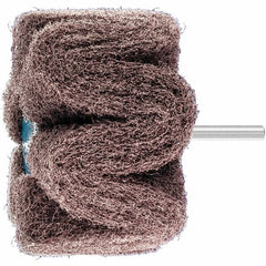 PFERD - 4" Diam x 2" Face Width, Aluminum Oxide Nonwoven Mounted Flap Wheel - 1/4" Shank Mount, 100 Grit, 6,000 Max RPM - Exact Tooling