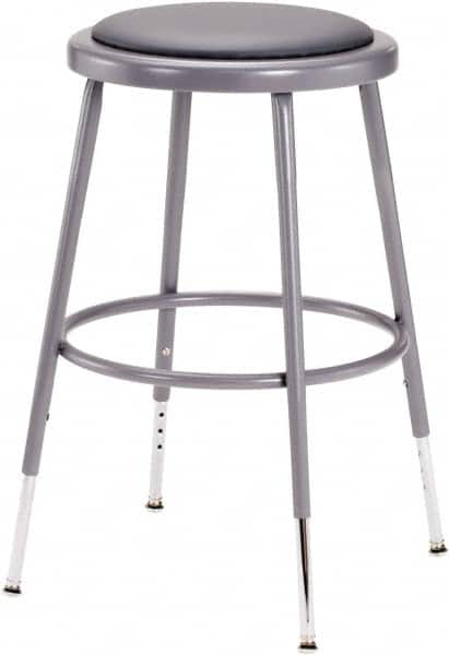 NPS - 18 Inch High, Stationary Adjustable Height Stool - 16 Inch Deep x 16 Inch Wide, Vinyl Seat, Grey - Exact Tooling