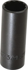 Proto - 3/4", 3/8" Drive, Deep Hand Socket - 12 Points, 2-3/4" OAL, Alloy Steel, Black Finish - Exact Tooling