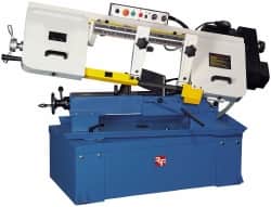 Rong Fu - 10 x 17" Max Capacity, Manual Variable Speed Pulley Horizontal Bandsaw - 30 to 110 & 98 to 360 SFPM Blade Speed, 220 Volts, 45°, 2 hp, 3 Phase - Exact Tooling