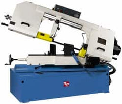 Rong Fu - 5 x 19" Max Capacity, Manual Variable Speed Pulley Horizontal Bandsaw - 30 to 120 & 98 to 363 SFPM Blade Speed, 220 Volts, 45°, 3 hp, 3 Phase - Exact Tooling