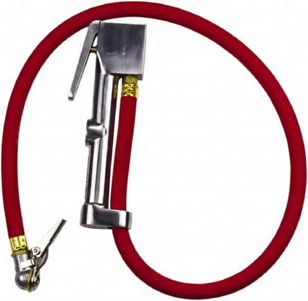 Milton - 160 Max psi Closed Check Aluminum/EPDM Inflator Gauge - Ball Foot with Clip Chuck, 1/4 FNPT, 10 to 160 psi Pressure Range - Exact Tooling