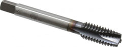 OSG - 7/16-14 UNC, 3 Flute, TiCN Finish, Vanadium High Speed Steel Spiral Point Tap - Plug Chamfer, Right Hand Thread, 3-5/32" OAL, 1-7/16" Thread Length, 0.323" Shank Diam - Exact Tooling