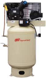 Ingersoll-Rand - 10 hp, 120 Gal Stationary Electric Vertical Air Compressor - Three Phase, 175 Max psi, 35 CFM, 230 Volt - Exact Tooling