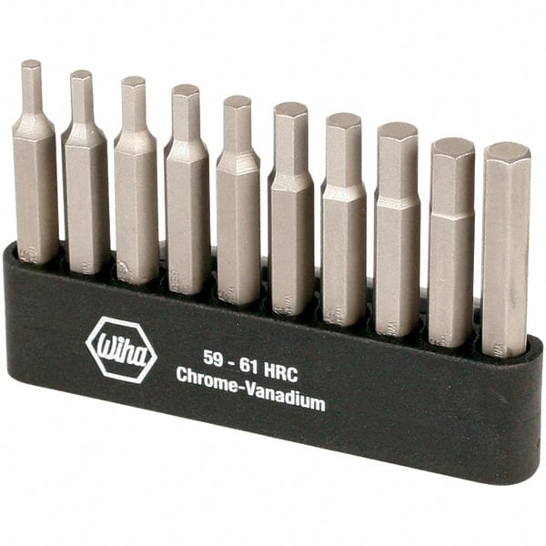 Wiha - 10 Piece, 1/4" Drive Screwdriver Power Bit Set - 1/4" Hex - Exact Tooling
