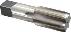 Hertel - 2-1/2 - 8 UNS 6 Flute Bright Finish High Speed Steel Straight Flute Standard Hand Tap - Plug, Right Hand Thread, 8-3/4" OAL, 4" Thread Length, H6 Limit, Through Coolant - Exact Tooling