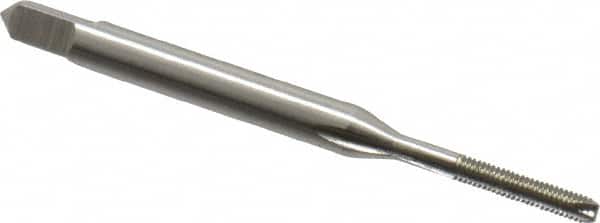 Hertel - #1-72 UNF, 2 Flute, Bright Finish, High Speed Steel Spiral Point Tap - Bottoming Chamfer, Right Hand Thread, 1-11/16" OAL, 3/8" Thread Length, 2B Class of Fit - Exact Tooling