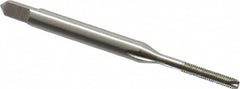 Hertel - #1-72 UNF, 2 Flute, Bright Finish, High Speed Steel Spiral Point Tap - Bottoming Chamfer, Right Hand Thread, 1-11/16" OAL, 3/8" Thread Length, 2B Class of Fit - Exact Tooling
