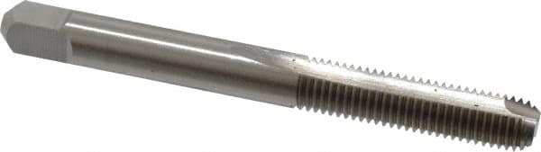 Hertel - 1/4-28 UNF, 2 Flute, Bright Finish, High Speed Steel Spiral Point Tap - Bottoming Chamfer, Right Hand Thread, 2-1/2" OAL, 1" Thread Length, 3B Class of Fit - Exact Tooling