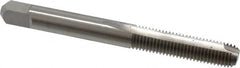 Hertel - 1/4-28 UNF, 2 Flute, Bright Finish, High Speed Steel Spiral Point Tap - Bottoming Chamfer, Right Hand Thread, 2-1/2" OAL, 1" Thread Length, 3B Class of Fit - Exact Tooling