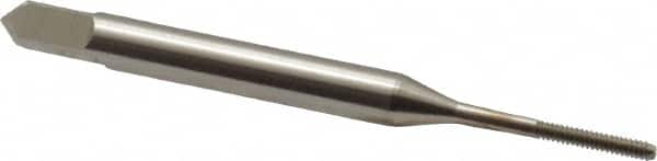 Hertel - #0-80 UNF, 2 Flute, Bright Finish, High Speed Steel Spiral Point Tap - Bottoming Chamfer, Right Hand Thread, 1-5/8" OAL, 5/16" Thread Length, 2B Class of Fit - Exact Tooling