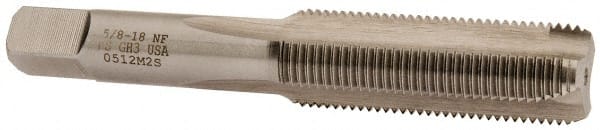 Hertel - 5/8-18 UNF, 3 Flute, Bright Finish, High Speed Steel Spiral Point Tap - Bottoming Chamfer, Right Hand Thread, 3-13/16" OAL, 1-13/16" Thread Length, 3B Class of Fit - Exact Tooling