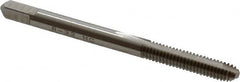 Hertel - #8-32 UNC, 2 Flute, Bright Finish, High Speed Steel Spiral Point Tap - Bottoming Chamfer, Right Hand Thread, 2-1/8" OAL, 3/4" Thread Length, 3B Class of Fit - Exact Tooling