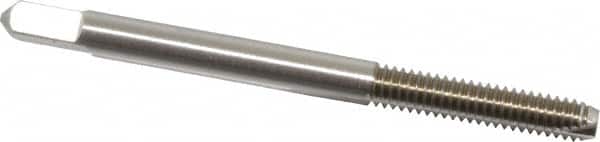 Hertel - #8-32 UNC, 2 Flute, Bright Finish, High Speed Steel Spiral Point Tap - Bottoming Chamfer, Right Hand Thread, 2-1/8" OAL, 3/4" Thread Length, 2B Class of Fit - Exact Tooling