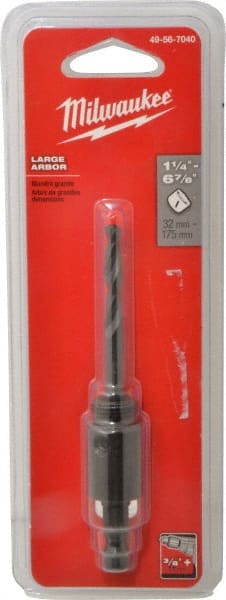 Milwaukee Tool - 1-1/4 to 6" Tool Diam Compatibility, Straight Shank, Steel Integral Pilot Drill, Hole Cutting Tool Arbor - 3/8" Min Chuck, Threaded Shank Attachment, For Hole Saws - Exact Tooling
