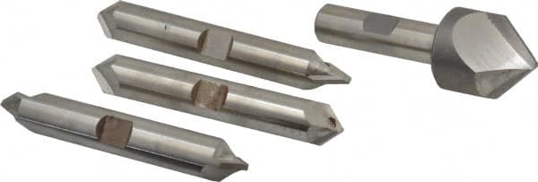 Hertel - 4 Piece 1" Cutter Head Diam, Cobalt Chamfer Mill Set - Exact Tooling