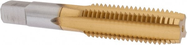 Hertel - 3/4-10 UNC 4 Flute TiN Finish High Speed Steel Straight Flute Standard Hand Tap - Plug, Right Hand Thread, 4-1/4" OAL, 2" Thread Length, H3 Limit - Exact Tooling