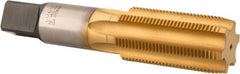Hertel - 1-1/4 - 12 UNF 3B 6 Flute TiN Finish High Speed Steel Straight Flute Standard Hand Tap - Plug, Right Hand Thread, 5-3/4" OAL, 2-9/16" Thread Length, H4 Limit - Exact Tooling