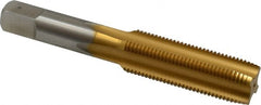 Hertel - 5/8-18 UNF 3B 4 Flute TiN Finish High Speed Steel Straight Flute Standard Hand Tap - Plug, Right Hand Thread, 3-13/16" OAL, 1-13/16" Thread Length, H3 Limit - Exact Tooling