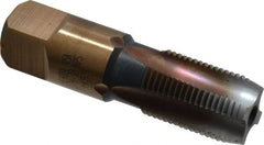 Hertel - 3/8-18 NPS Thread, 4 Flute Standard Pipe Tap - 2-9/16" OAL, 1-1/16" Thread Length, 0.7" Shank Diam, Chrome Finish, High Speed Steel - Exact Tooling